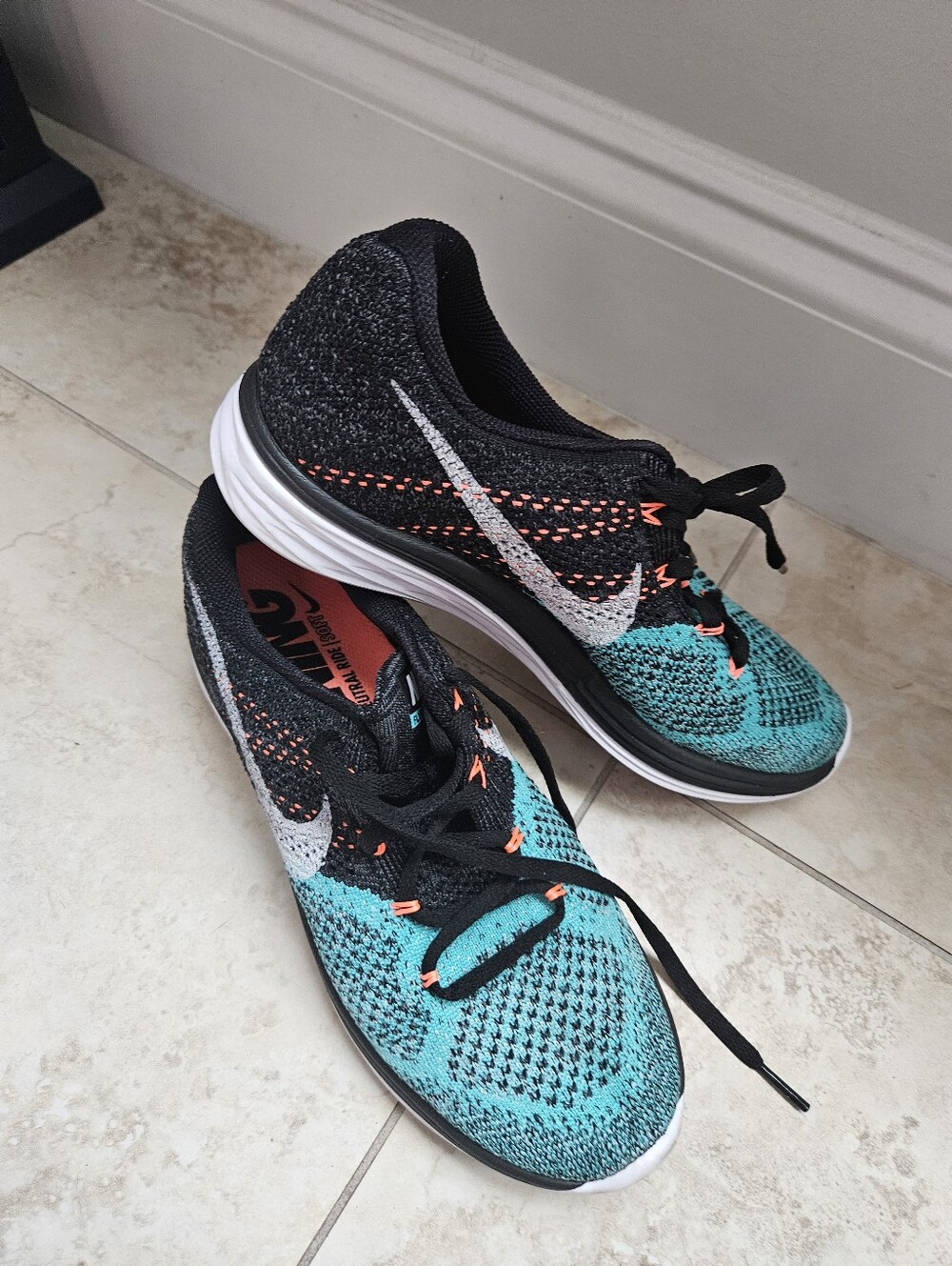 Nike Women’s Flyknit Running Shoes - Black, Teal & Orange
